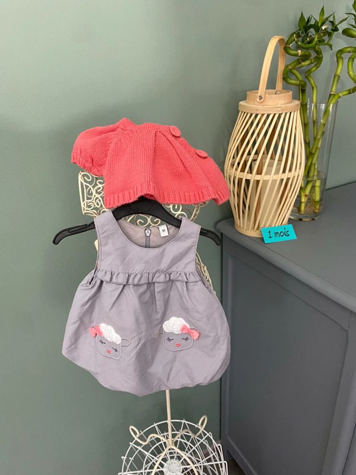 Ensemble fille 1 mois robe et gilet - photo numéro 3