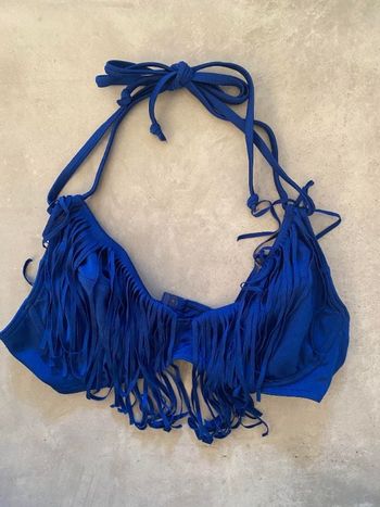 Haut de maillot de bain à franges bleu roi Asos Swim 75D