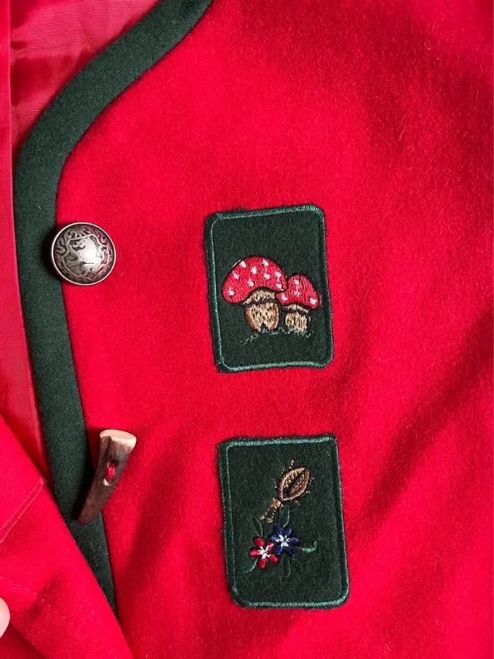Veste rouge autrichienne vintage M&G broderies edelweiss – Made in Germany T.42 - photo numéro 3