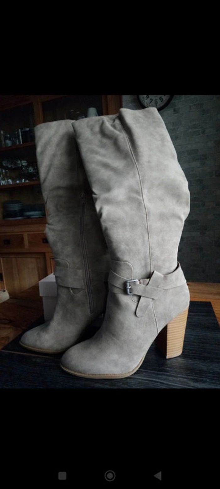 Bottes hautes daim beige - photo numéro 6