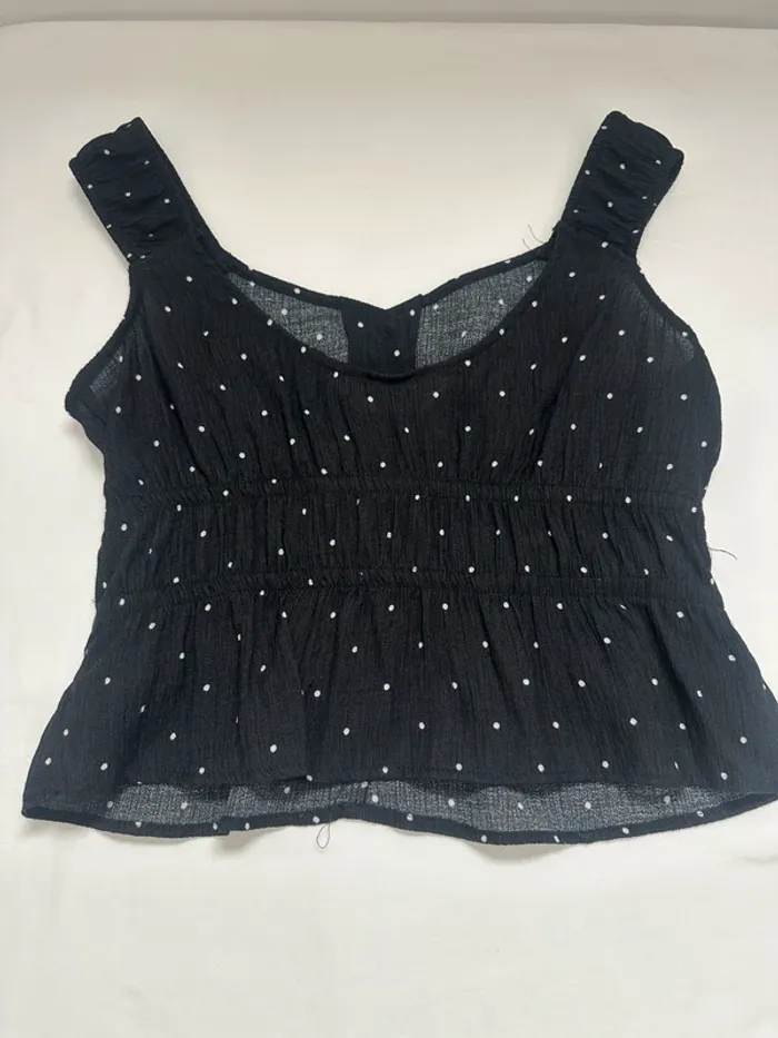 DébardeDébardeur H&M noir à pois blancs – Taille 158 - photo numéro 4