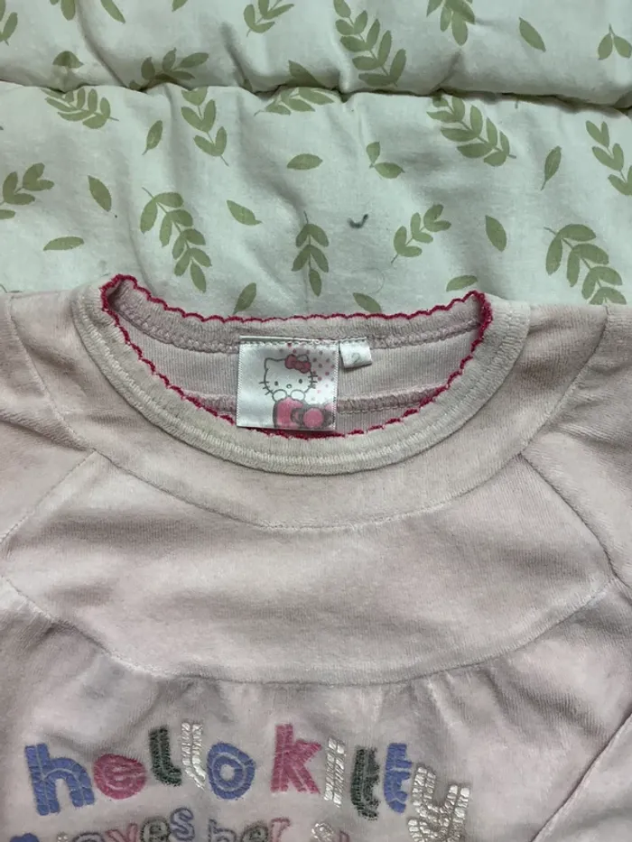 pyjama 2 pièces en velours rose et marine hello kitty 2 ans - photo numéro 5