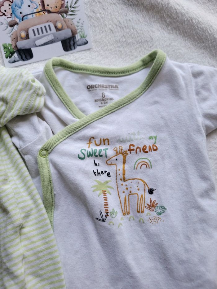 Lot de 2 body manches courtes lion girafe Orchestra - photo numéro 3