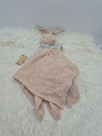 Doudou plat lange lapin rose clair gris bleu Elodie Details
