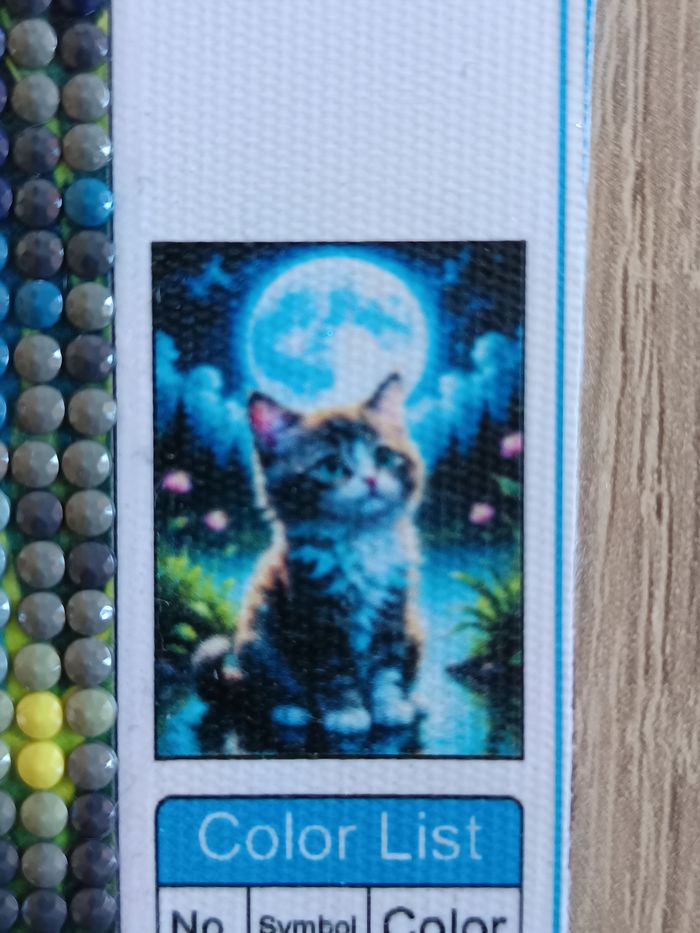 Diamond painting chaton pleine lune décoration 30x40cm - photo numéro 3
