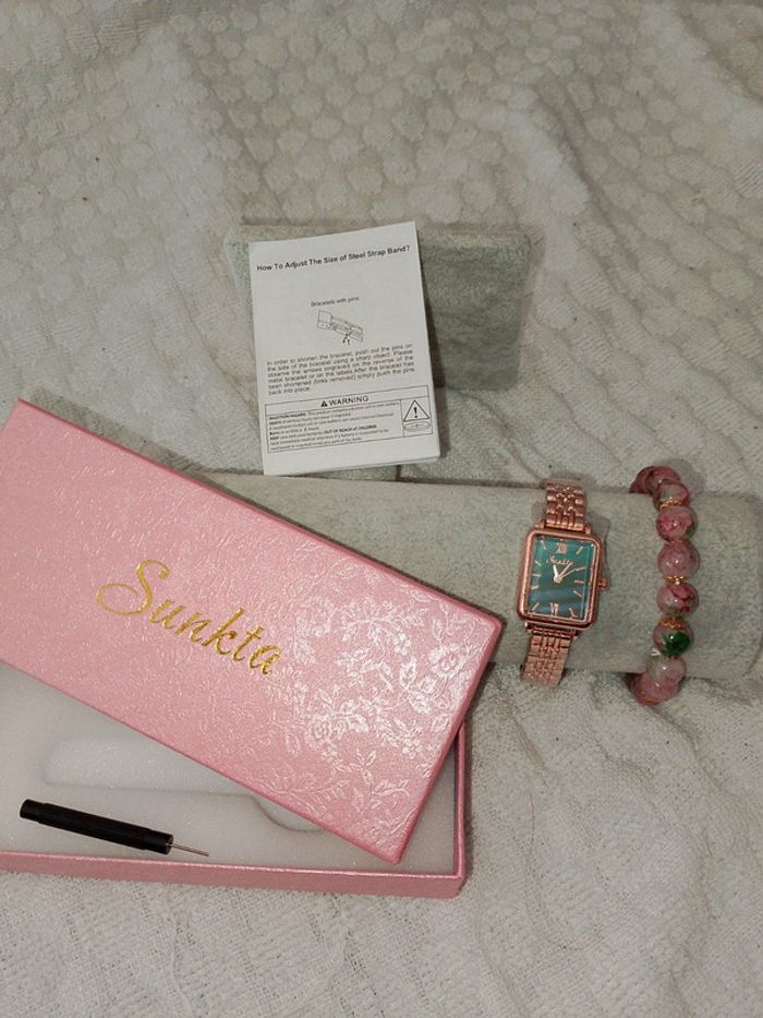 Tres belle montre rosegold  femme avec bracelet en perles de verre - photo numéro 8