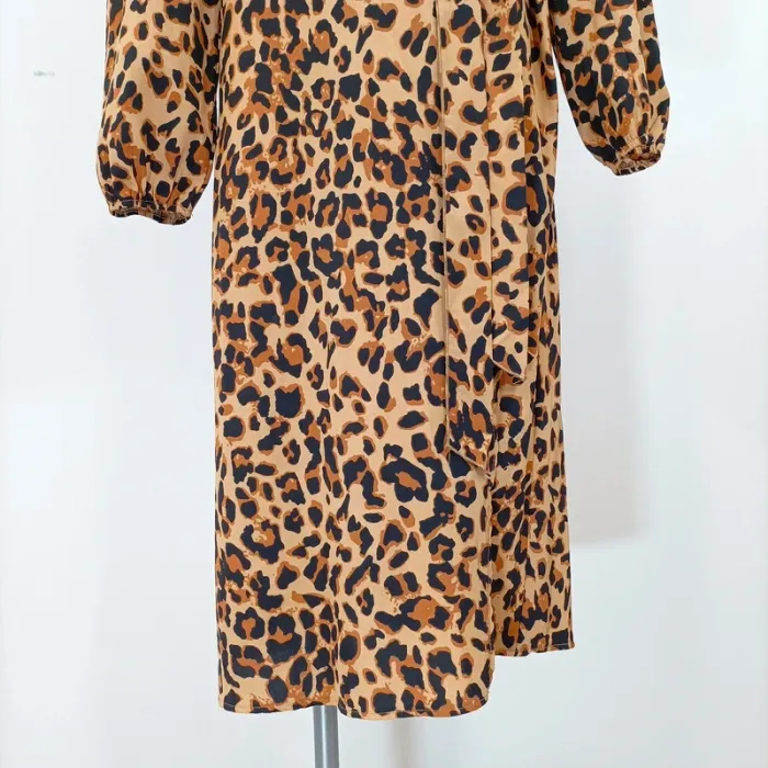 Robe Léopard, robe portefeuille - à nouer, taille fine - robe d'été longue couverte A397 - photo numéro 5