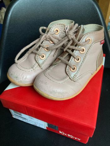 Kickers cuir rose