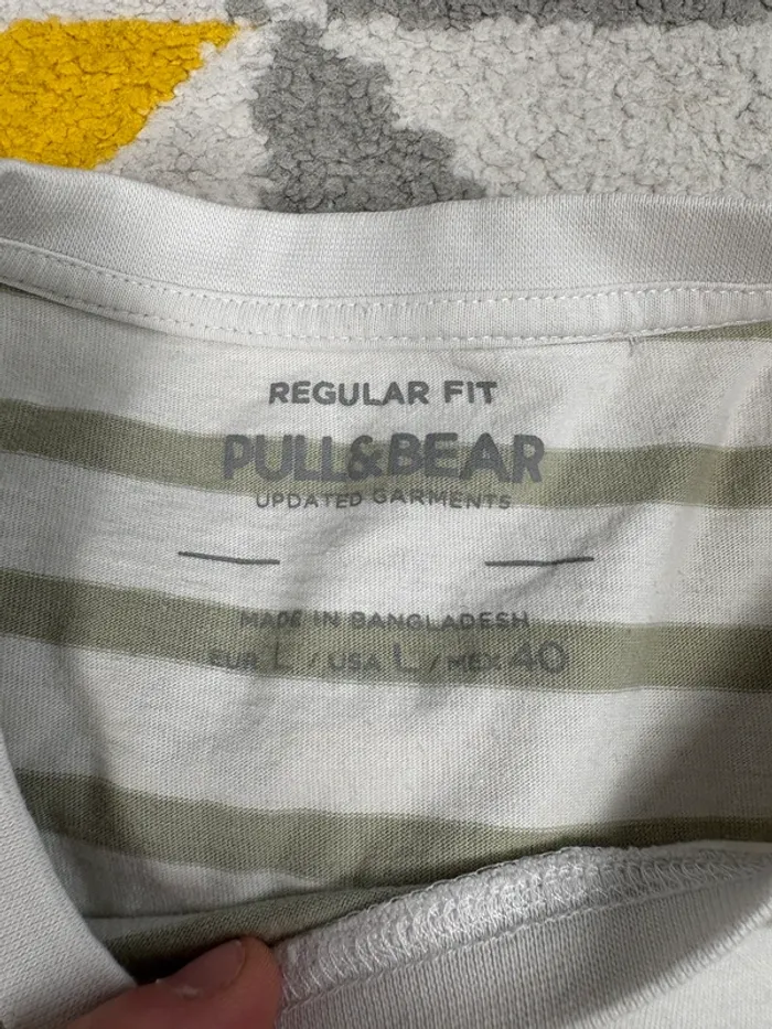 Tee-shirt à rayures Pull & Bear | Blanc et vert | Taille L - photo numéro 4