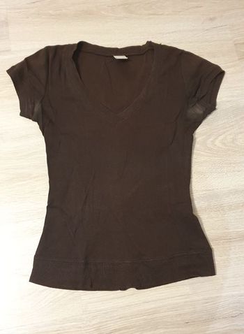 Tee-shirt manches courtes marron Camaïeu S