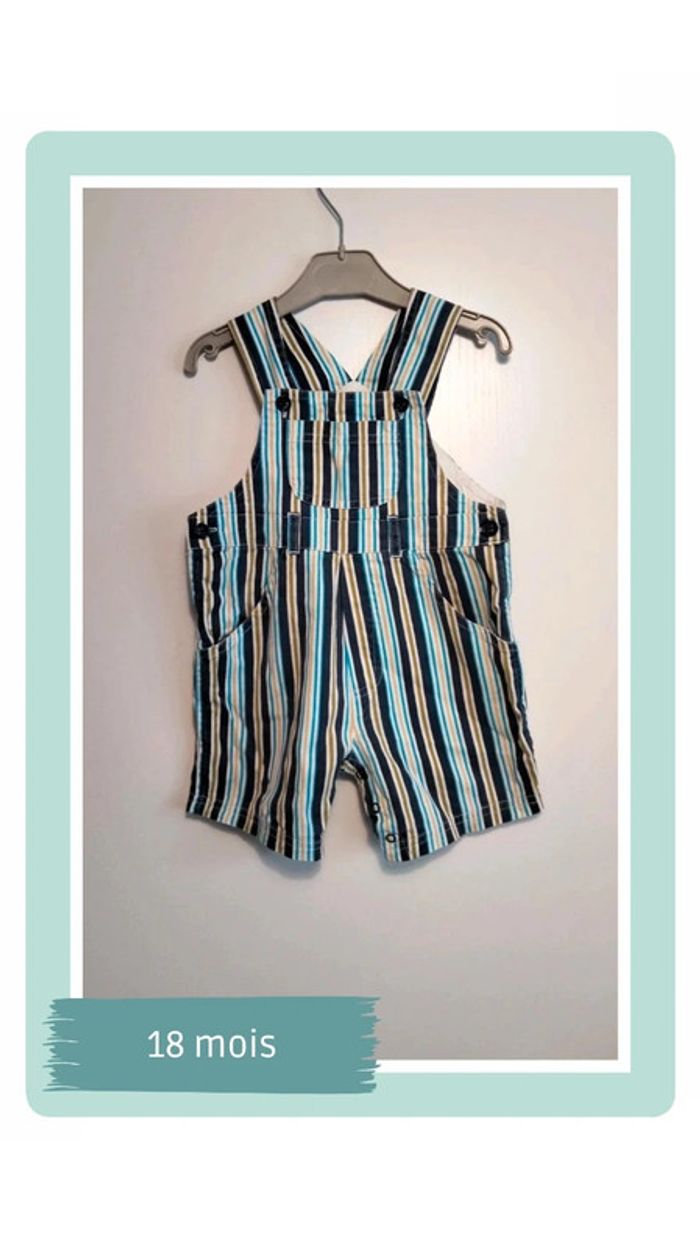 🍄 Salopette short rayée 18 mois