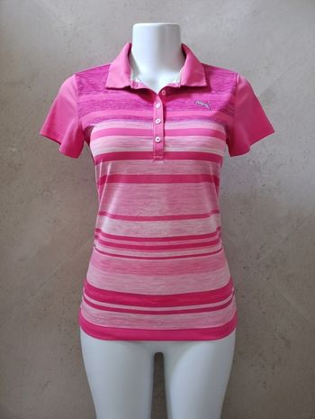 Polo fluide rayé rose et blanc Taille 38 Puma