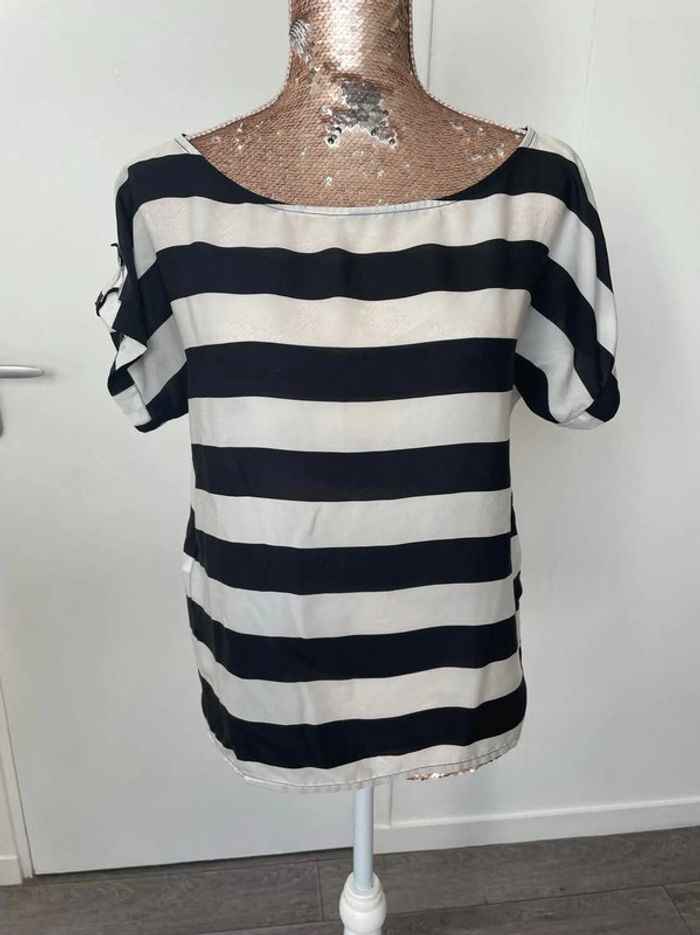 Blouse manches courtes fluide Suite Blanco noir et blanc XS - photo numéro 2