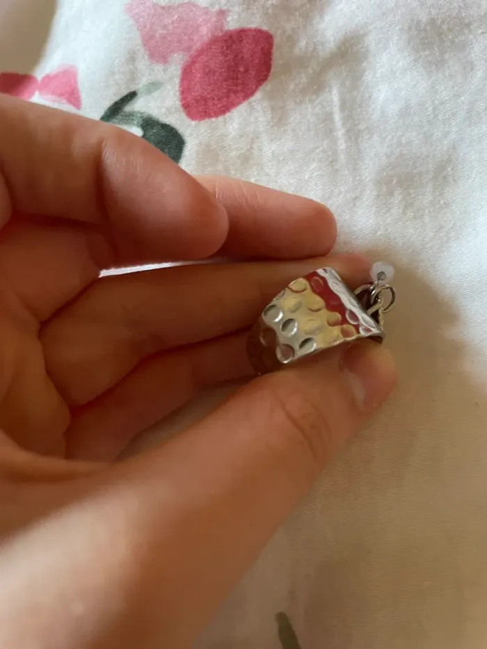 Bague à breloque en acier inoxydable argenté ajustable - photo numéro 4