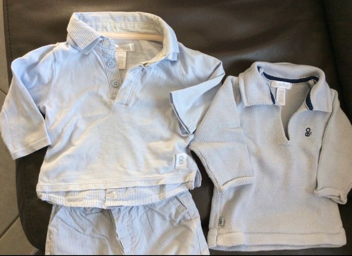 Ensemble Obaibi 3 mois pantalon pull et polo - photo numéro 3