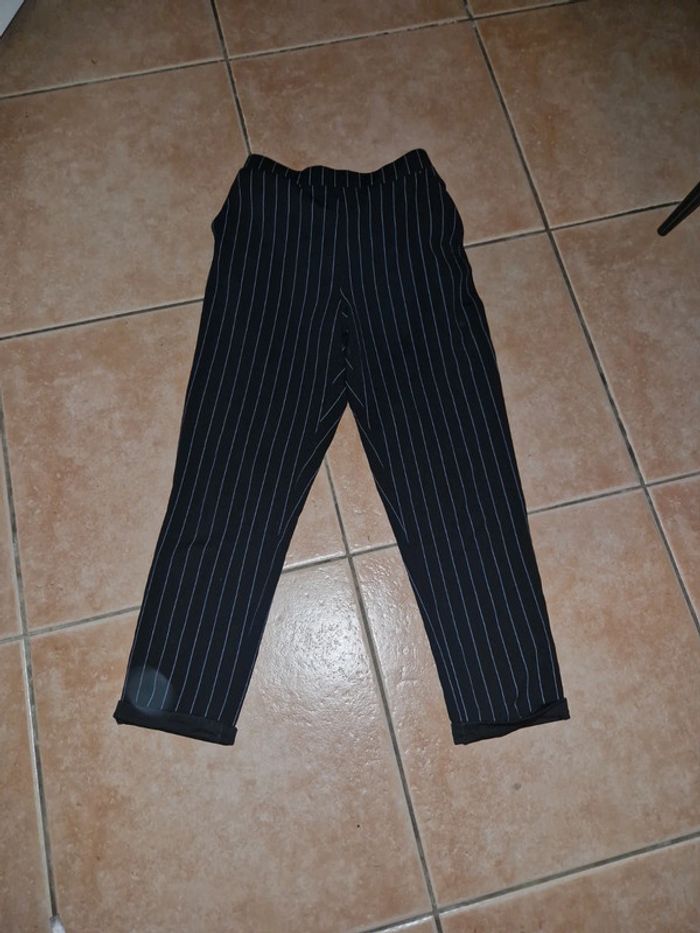 Pantalon noir rayé
