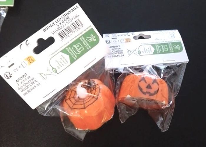 2 bougies Led d'Halloween - 5x4cm - neuf