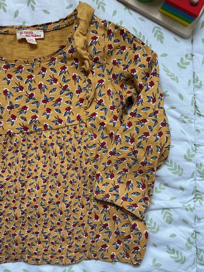 teeshirt manches longues moutarde à motifs 4 ans du pareil au même - photo numéro 4