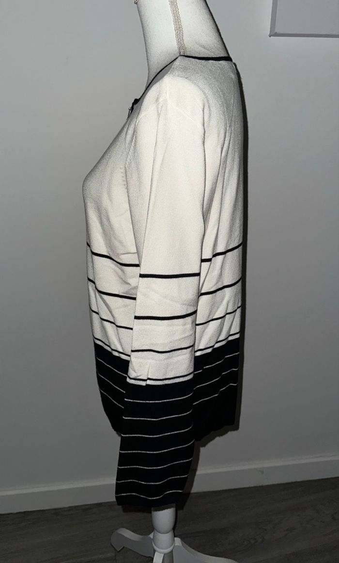 Cardigan marinière noir et blanc Anne Weyburn T38/40 M/L - photo numéro 5