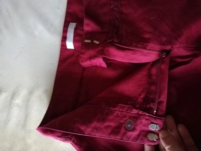 Pantacourt 7/8 en lin Promod rose foncé t. 42 - photo numéro 7