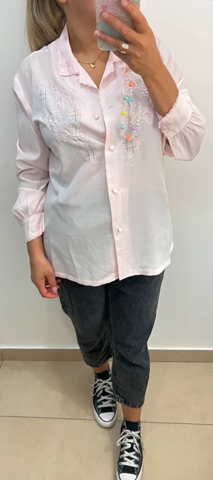 Chemise Rose Brodée - photo numéro 3