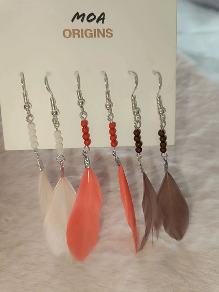 Lot boucle d'oreille Plume 🦋 Moa - photo numéro 2