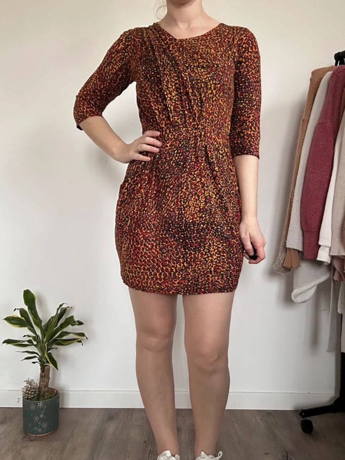 3 Suisses Robe orange à motif – Taille 36 – Très bon état - photo numéro 2