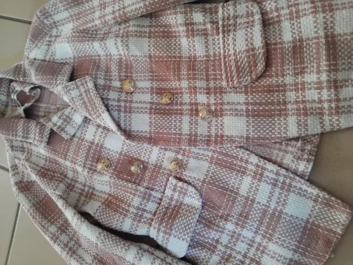 Blazer à carreaux rose et blanc - photo numéro 3