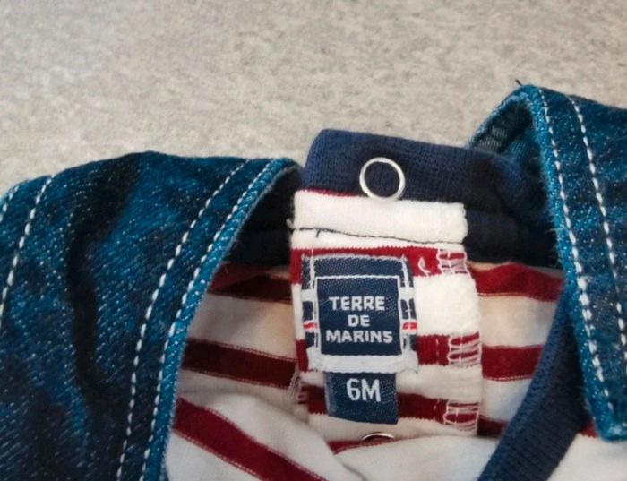 Ensemble salopette en jean bébé garçon 6 mois NEUVE - photo numéro 3