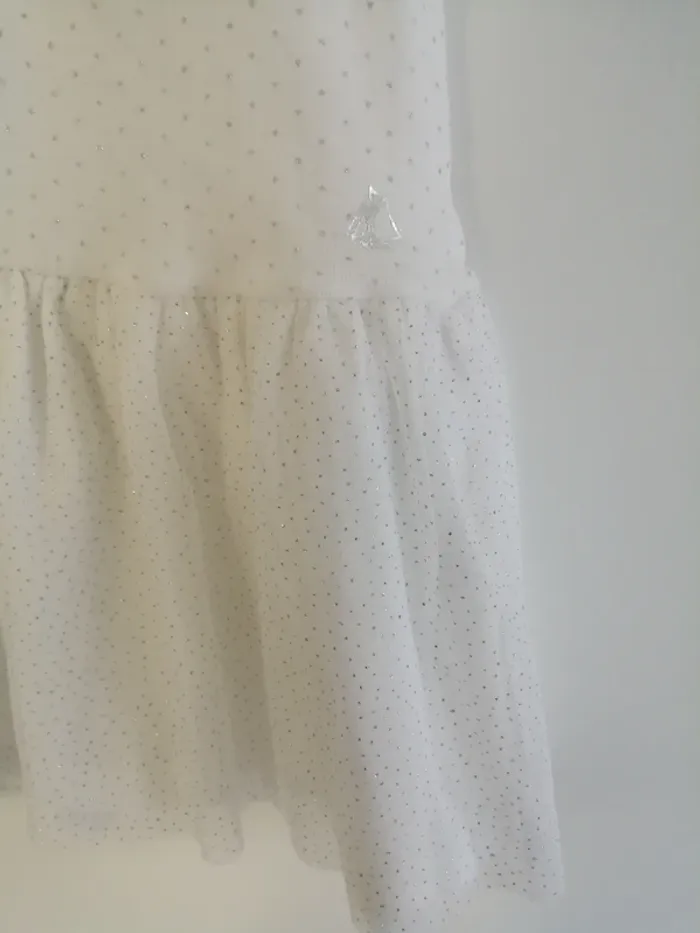 Robe ceremonie petit bateau blanche à pois argent - photo numéro 6