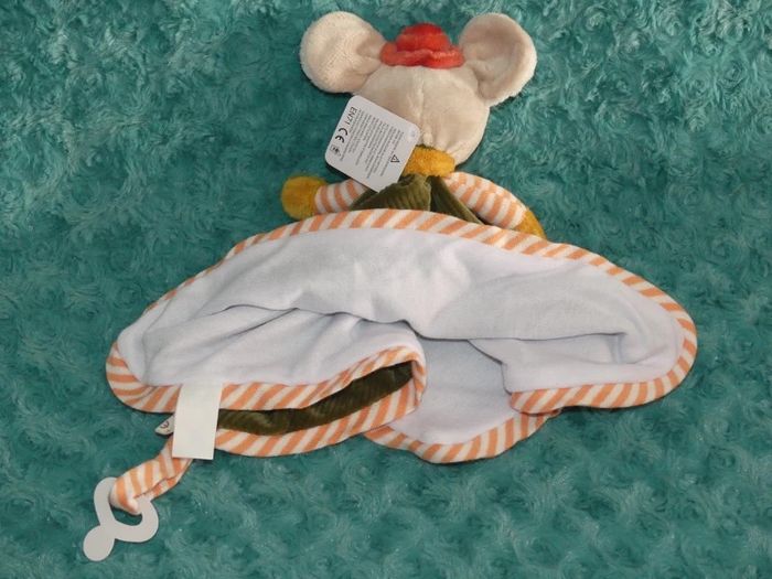 Doudou plat souris vert orange jaune Bukowski🐭Neuf - photo numéro 3