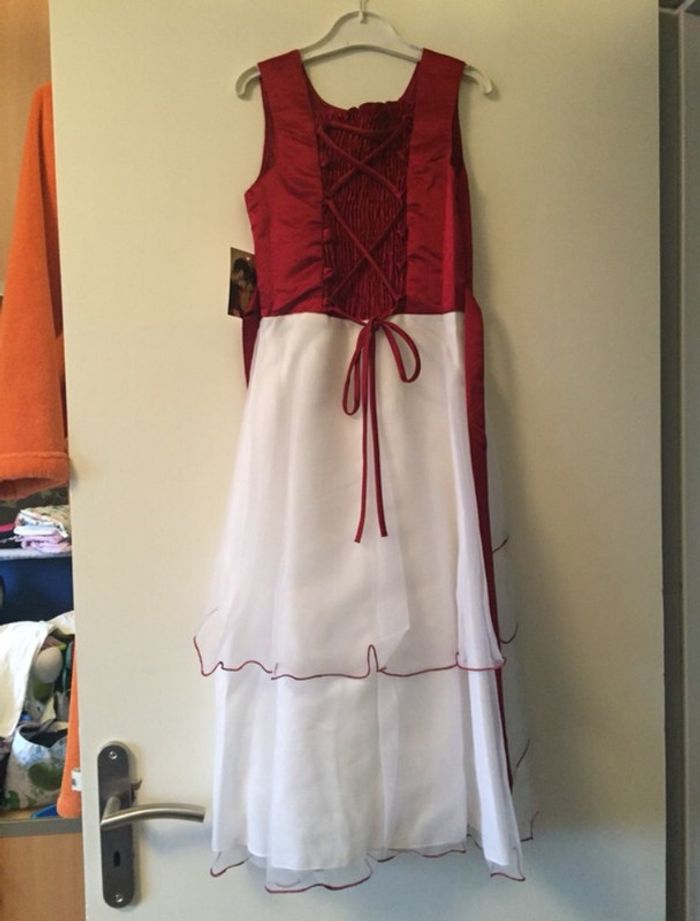 Robe de cérémonie rouge / blanc Taille 10 ans - photo numéro 2