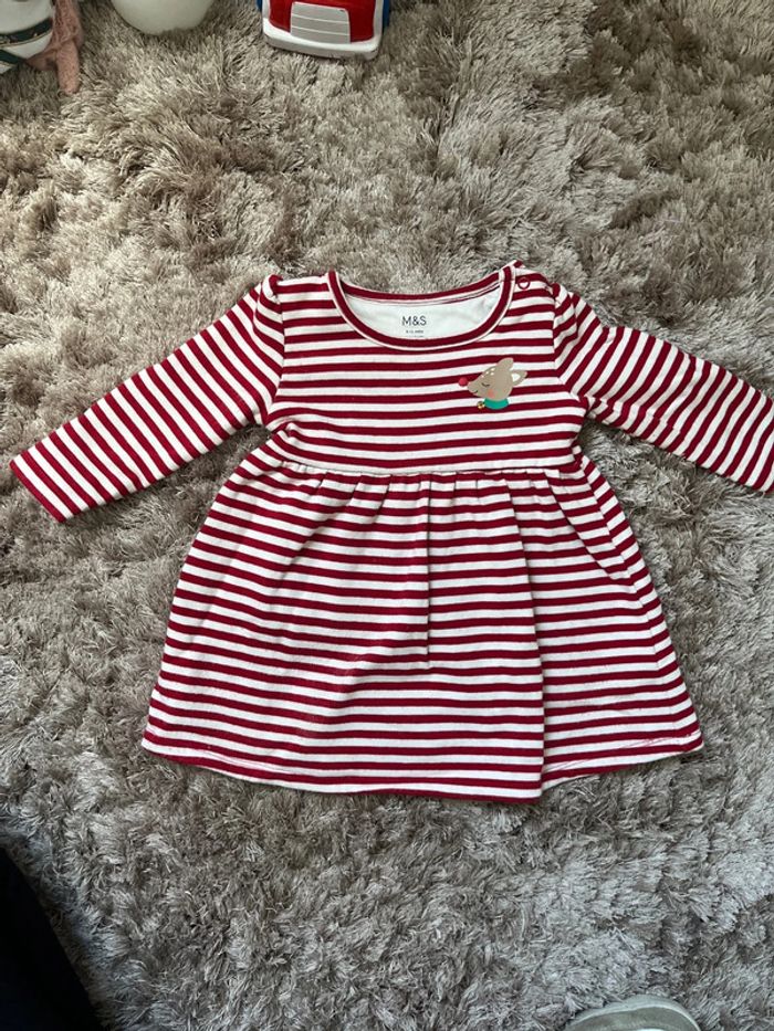 Robe Noël rouge et blanche M&S 9-12 mois