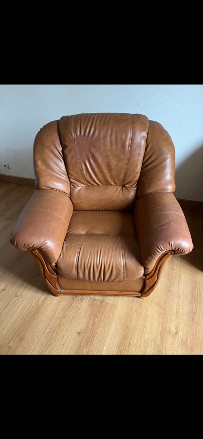 Fauteuils en cuir marron
