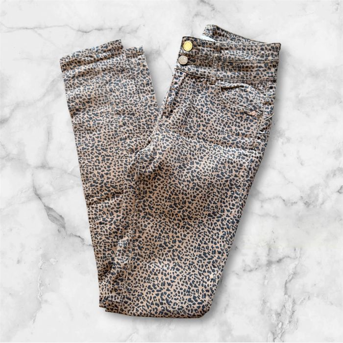 Pantalon luisant marron noir motifs léopard grain de malice taille 34 XS
