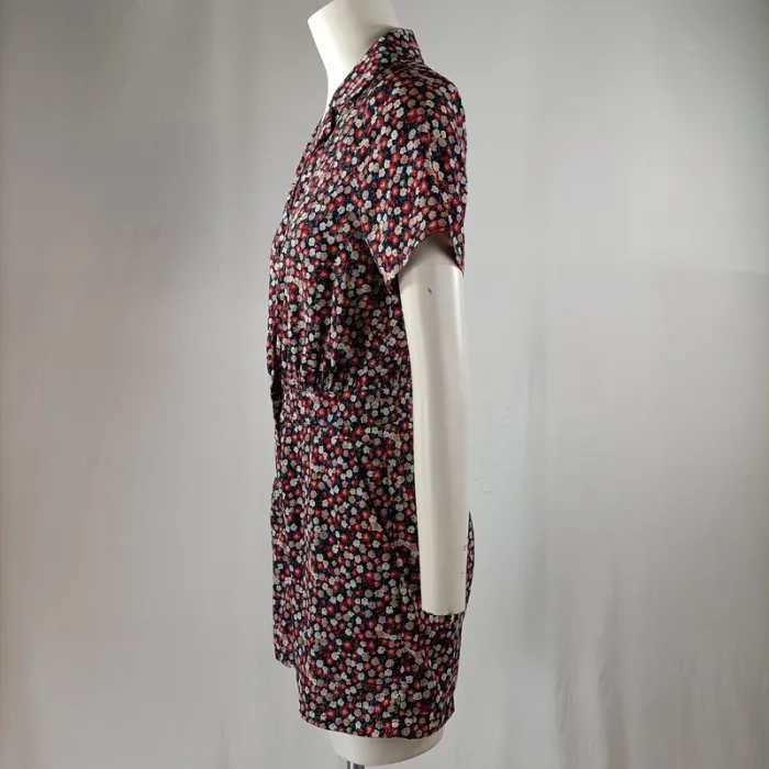 Combishort Daphnea Paris bleu marine à fleurs, col chemise, taille élastique, taille S A1210 - photo numéro 4