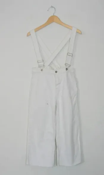 Salopette en jeans blanc cassé Zara, taille 11/12 ans