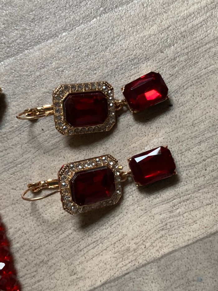 Collier Ras de cou en perle de cristal rouge - photo numéro 6