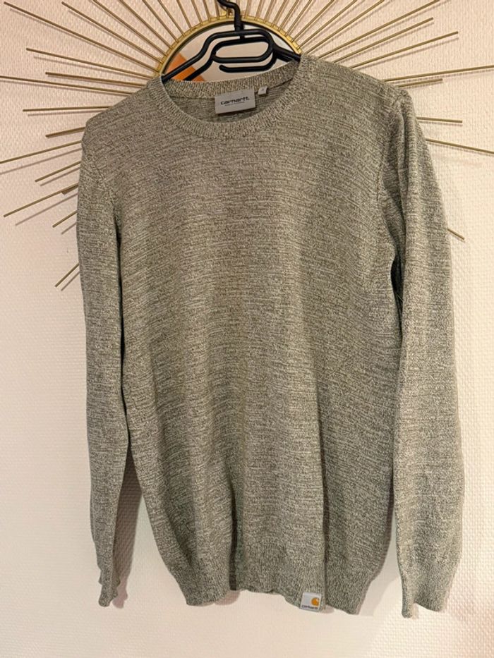 Pull fin carhartt vert blanc chiné