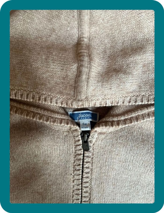 Gilet en laine et coton à capuche zippé 6 mois - Jacadi - photo numéro 3