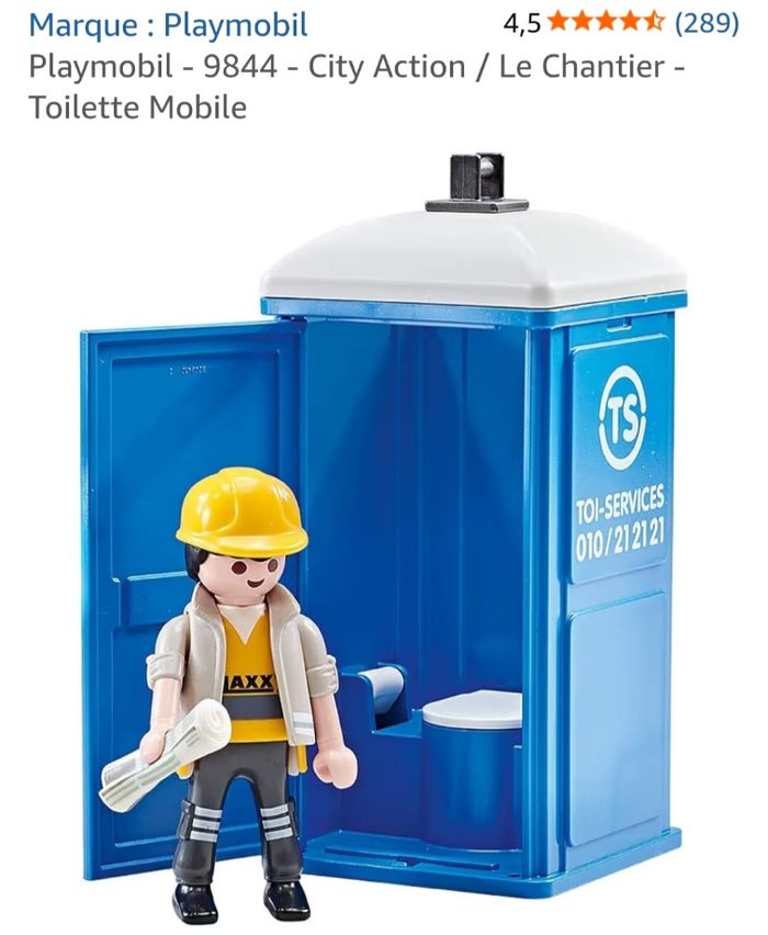 Jouet - jeux de construction playmobil 9844 le chantier toilette mobile - Neuf