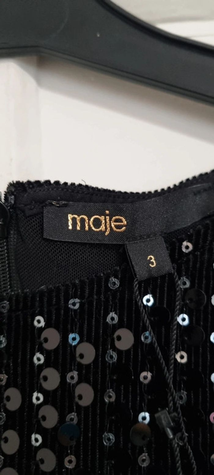 Top débardeur sequins noir maje taille 3 40 neuf avec étiquette - photo numéro 3