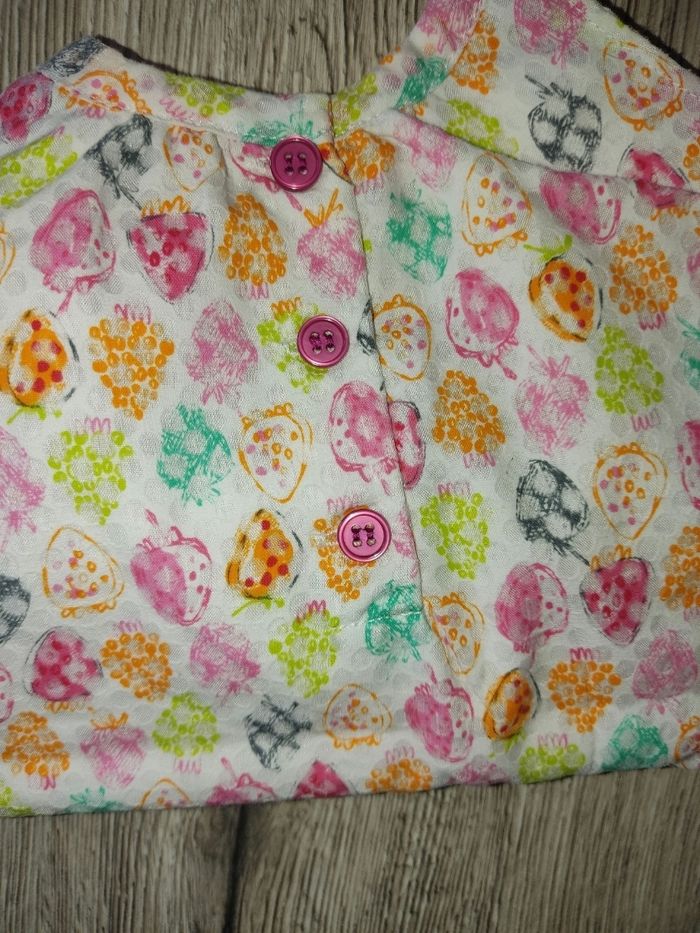 Robe à bretelles blanche motifs fraises multicolores 6 mois Orchestra - photo numéro 2