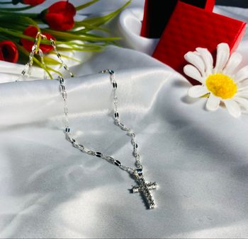 🤍 Collier croix argenté - Acier inoxydable 