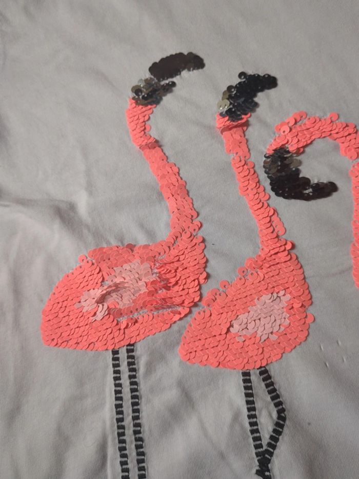 T-shirt blanc flamand rose tao 8 ans - photo numéro 2