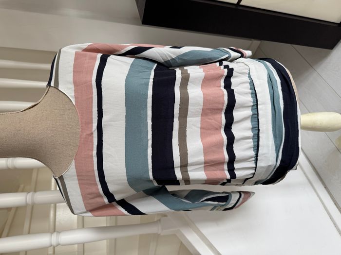 Blouse Zara à rayures roses bleues noires et blanches - photo numéro 2
