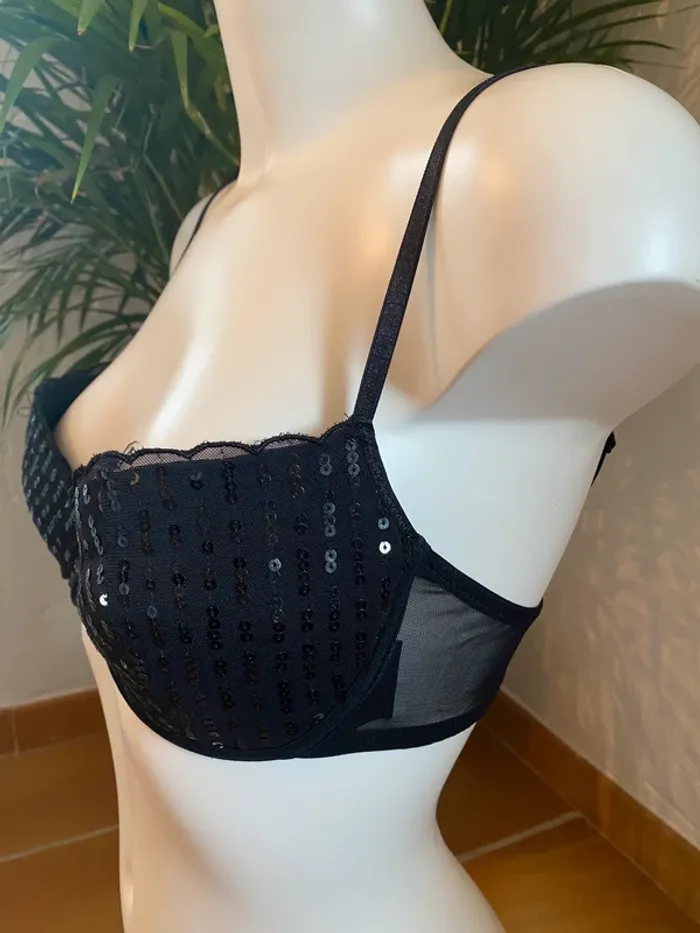 Soutien gorge noir, strass - photo numéro 2