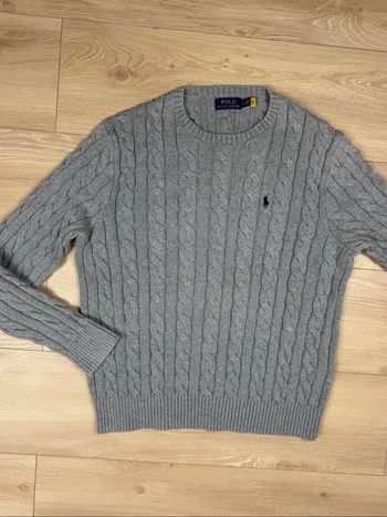Pull torsadé gris Ralph Lauren taille L