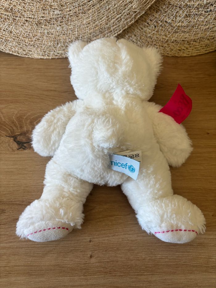 Doudou ours blanc rose bisous unicef doudou et compagnie - photo numéro 4