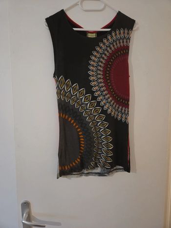 Débardeur femme été noir motifs taille XL bon état Desigual